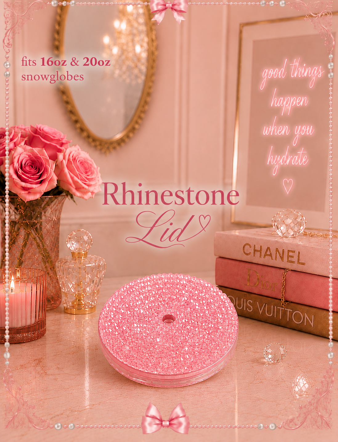 Rhinestone lid 24oz