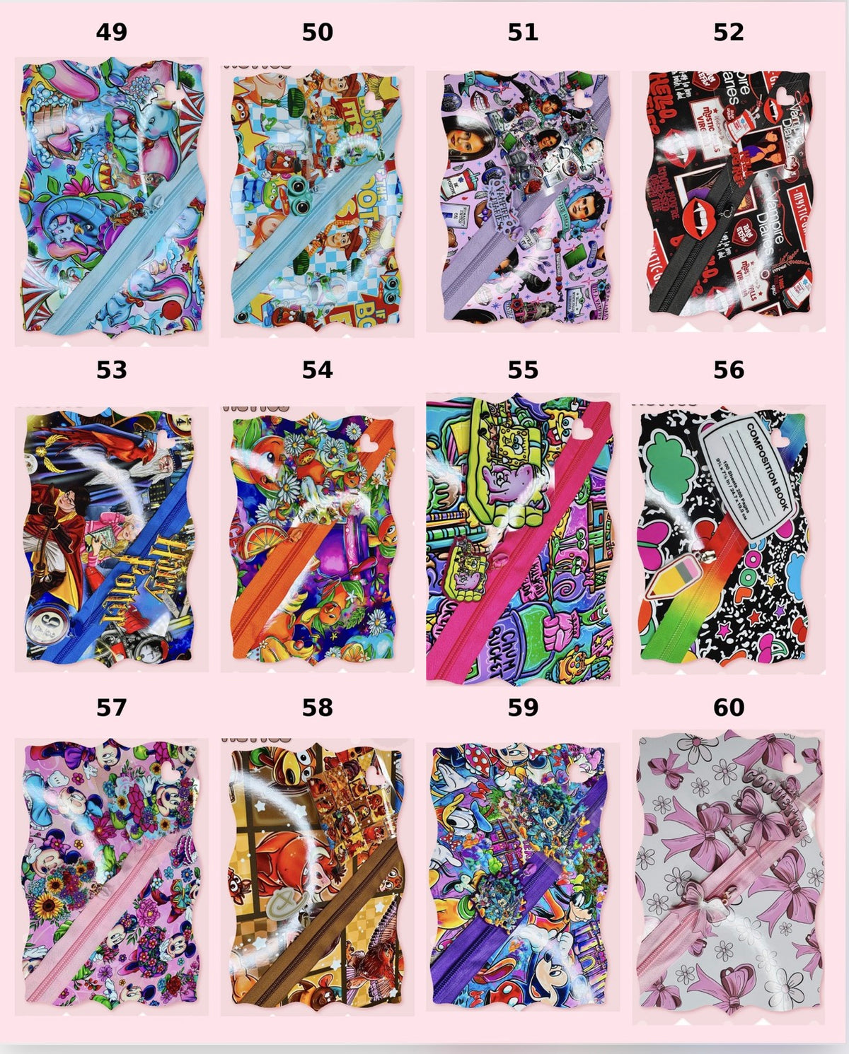 Zippers 49-60(THESE ARE ORDERED IN WHEN YOU ORDER)